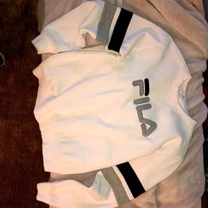 Beautiful Vintage White striped Fila Sweatshirt